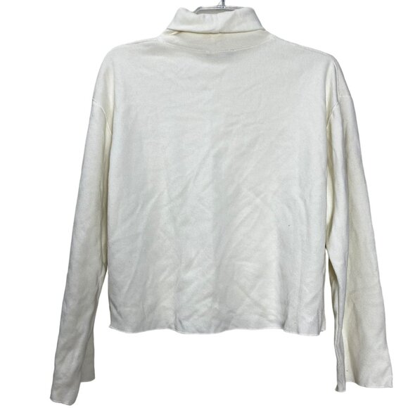 Zara White Turtleneck Sweater Top‎ Loose Fit Long Sleeves Minimalist Medium - Picture 7 of 16